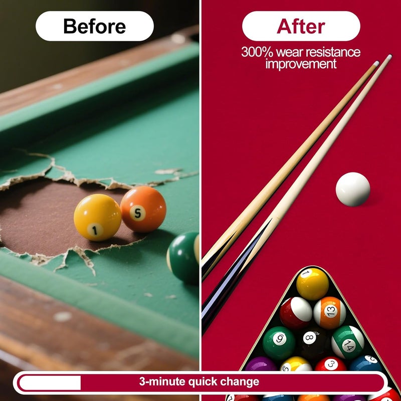 STRONGBERRY Pre-Cut Pool Table Felt Replacement Kit - 8ft Billiard Cloth w/Gloves, Strips & Tools, Felt for Pool Tables - Image 4